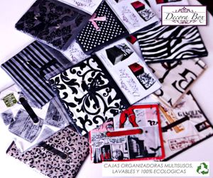 ELEGANT Blanco SET 3 CAJAS, Cajon GUARDA, Organiza  y DECORA , Caja ECOLOGICAS,tela, PAQT 3 UNIDADEs - Ecart